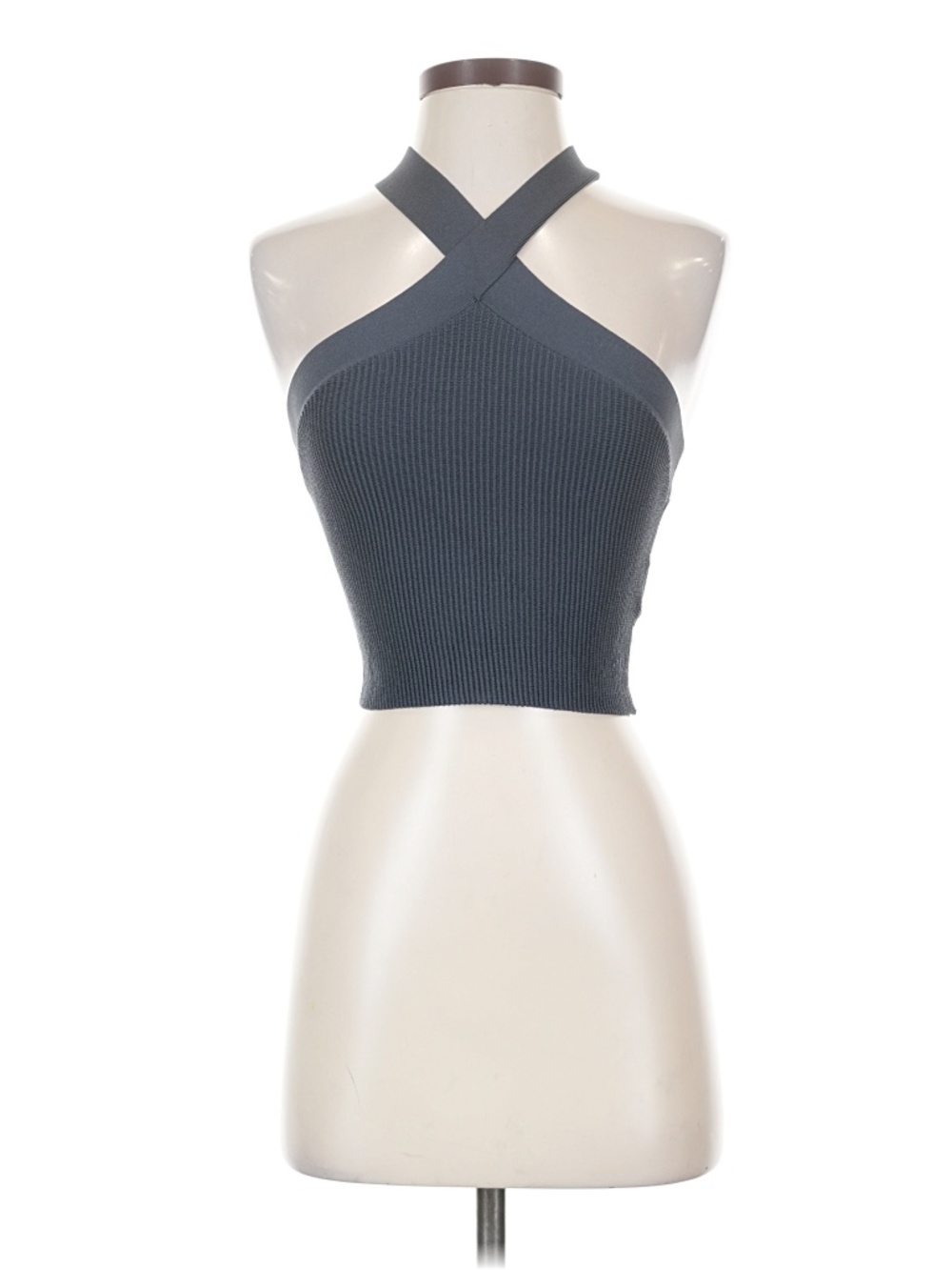 Quince Cropped Halter Ribbed Knit Tank